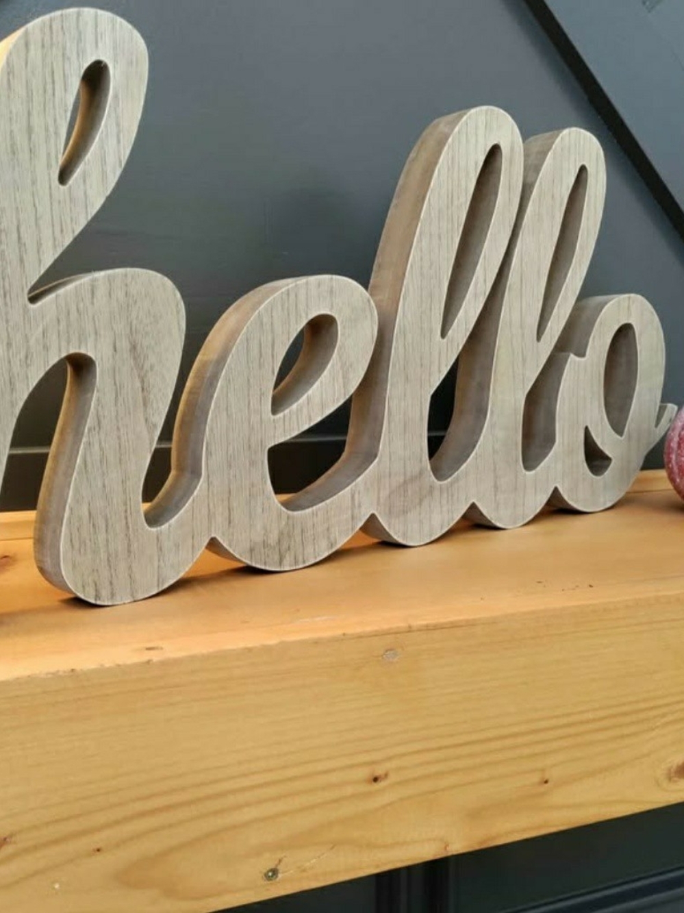 Hello Script Wooden Wall Decor - Whitewash